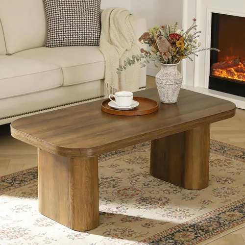 Vista 3 de Tribesigns Mesa auxiliar rectangular de 47 pulgadas, mesa central de decoración de granja con esquinas redondeadas y base resistente para sala