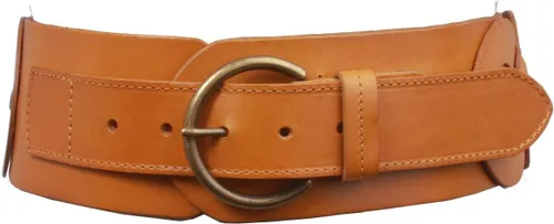 Vista 5 de Beltiscool Cinturón de cuero de grano completo para mujer, 3" (75 mm) de ancho con cinta de disco redondo y cinta de piel de vaca trenzada Negro