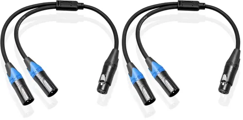 Vista 9 de Smithok Cable divisor XLR, hembra a doble macho Y (divisor XLR 1 hembra a 2 macho), adaptador de audio de cable divisor de micrófono equilibrado
