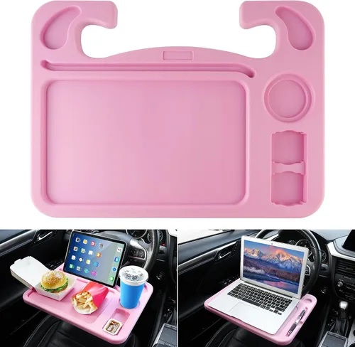 Vista 8 de JUSTTOP Escritorio de Volante de Coche para Laptop, Accesorios Multiusos de Coche para Viajes, Bandejas de Soporte de Asiento de Coche para Comer