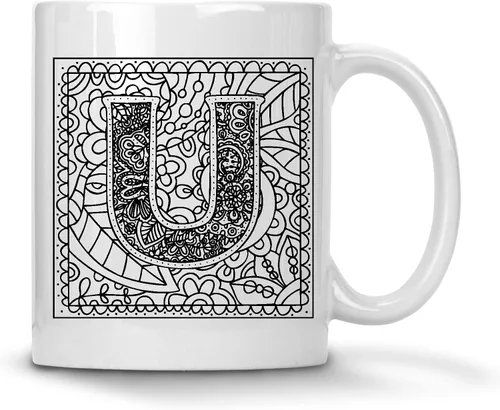 Vista 18 de Alankathy Mugs Taza de café monograma, 11 oz, color blanco (A)