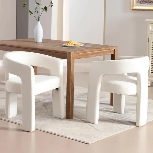 Vista 8 de Silla de Comedor Moderna de Chenille Tipo Barril Tapizada en Tela para Comedor con Brazo, Cómoda Silla Auxiliar de Acento para Cocina/Sala