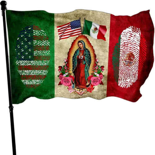 Vista 10 de NASIAN Bandera de México, banderas mexicano-americanas para exteriores, 3 x 5, doble cara, México, Estados Unidos, bandera de la amistad, bandera
