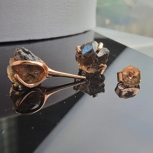 Vista 114 de Aretes de piedra preciosa natural en bruto con oro rosa sobre plata de ley 925, 6 a 0.276 in, regalo de piedra de nacimiento de calidad genuina