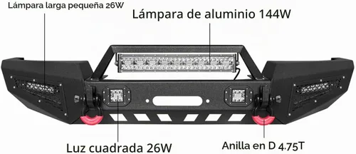 Vista 4 de VIJAY Parachoques delantero para Jeep Grand Cherokee WJ 1999-2004 con placa de cabrestante y luces