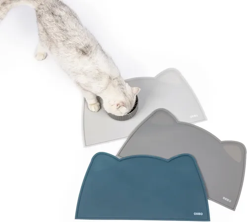 Vista 6 de OHMO - Tapete de silicona para comida para gatos, tapete de alimentación de mascotas para el piso, antideslizante e impermeable, bandeja para agua