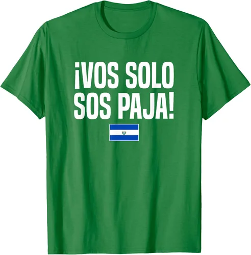 Vista 5 de Camiseta Vos Solo Sos Paja Salvadoran Slang Bandera de El Salvador, Negro