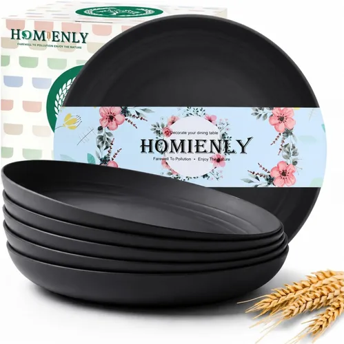 Vista 21 de Homienly Juego de 6 platos pequeños de postre de 8 pulgadas, platos profundos de paja de trigo irrompibles para fiestas, campamento, microondas