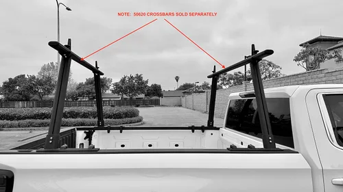 Vista 2 de MaxxHaul Estante Universal de Aluminio para Camión, Escalera, Madera, Tubería, Contratista - Capacidad de 500 lb, Altura Fija de 28" con Abrazaderas