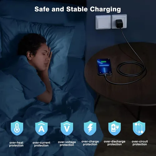 Vista 7 de Cargador de iPhone, [certificado MFi] Paquete de 2 cables Lightning de 6 pies de sincronización de datos con 2 cargadores de pared USB adaptador