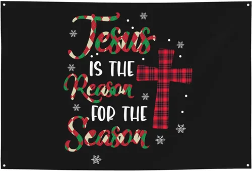 Vista 13 de Cartel de Jesús es la razón de la temporada navideña de 47 x 71 pulgadas, pancarta de fondo para decoración de bienvenida para bodas, fiestas y patio