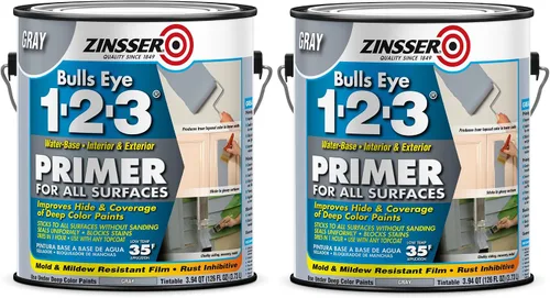 Vista 13 de Zinsser 285090 Bulls Eye 1-2-3 Imprimación a base de agua, 5 galones, gris