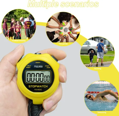 Vista 7 de Digital Stopwatch Timer Only Stopwatch with ON/Off, NO Bell No Whistle Silent Basic Operation Children Friendly, PULIVIA Sport Stop Watch for