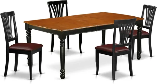 Vista 12 de East West Furniture DOAV9-BCH-LC - Juego de mesa de comedor de 9 piezas, incluye una mesa rectangular de madera con hoja de mariposa y 8 sillas