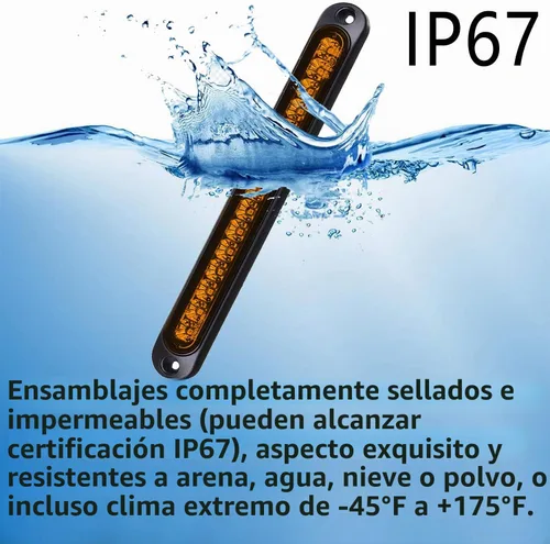 Vista 3 de Paquete de 2 luces LED de identificación de remolque de 10 pulgadas, 15 luces LED de 9 a 30 voltios, luces LED de parada, tira de luces traseras