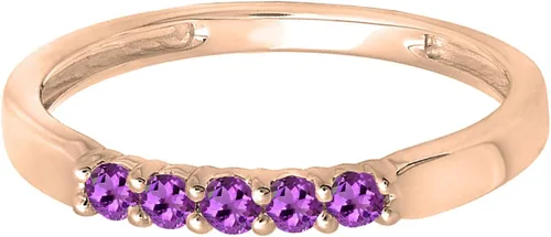 Vista 79 de Dazzlingrock Collection Anillo de boda redondo de 5 piedras preciosas o diamantes para mujer en oro macizo de 10 K/14 K/18 K