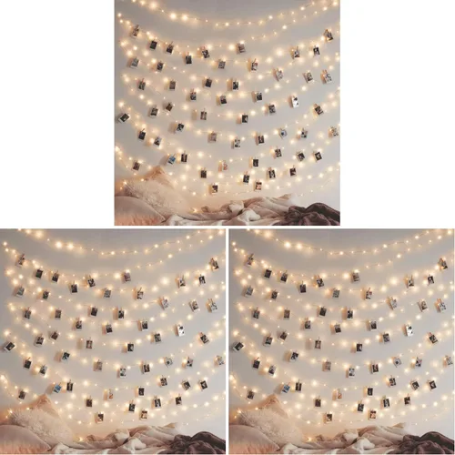 Vista 6 de Twinkle Star Guirnalda de luces de alambre de cobre de 100 luces LED de 33 pies Luces de Cadena de Hadas 8 modos, alimentada por USB, con control