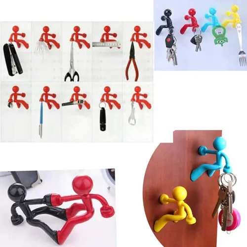Vista 3 de Creative Wall Climbing Villain - Imanes para refrigerador, imán para colgar en la llave (negro, blanco, azul, naranja)