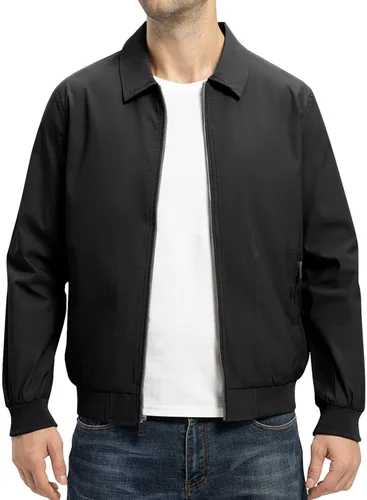 Vista 3 de TBMPOY Chaquetas ligeras para hombre, estilo casual, rompevientos, para hombre, chaqueta ligera de pista, cuello de tendido, abrigos de golf de otoño