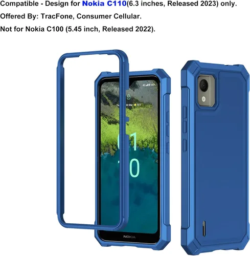Vista 2 de Ailiber Funda para Nokia C110, Nokia C110 con protector de pantalla, protección de estructura de doble capa, esquinas que absorben los golpes