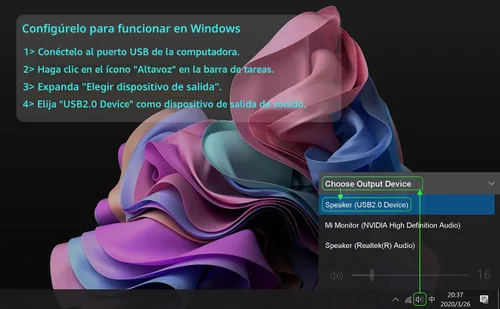 Vista 7 de Altavoces de computadora para PC de escritorio, altavoces externos para laptop, mini barra de sonido de computadora para PC, altavoces con conexión