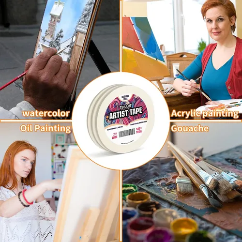 Vista 7 de Paquete de 3 cintas blancas para artistas, cinta adhesiva para dibujar, acuarela, pintura, lienzo, enmarcado, sin ácidos, 0.2 pulgadas de ancho