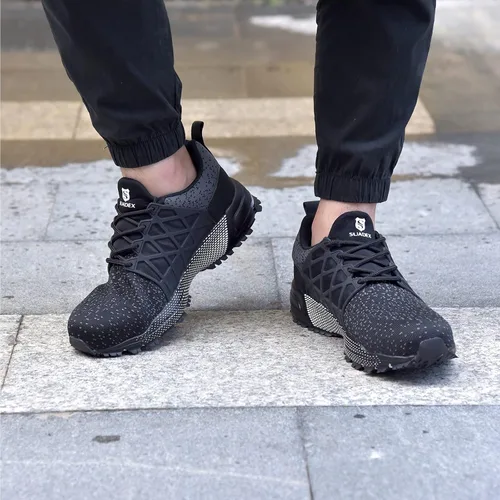 Vista 7 de SUADEX Zapatos de punta de acero indestructibles para hombres y mujeres, zapatos de trabajo ligeros para hombres, cómodos zapatos de seguridad