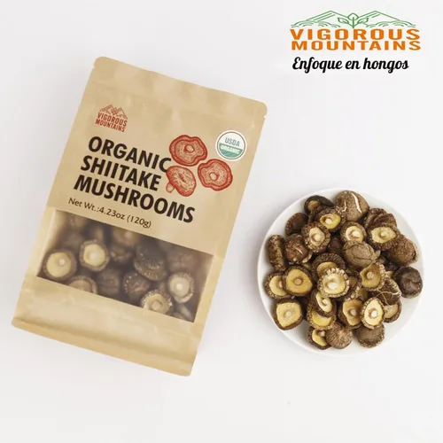 Vista 7 de VIGOROUS MOUNTAINS Setas Shiitake Deshidratadas Orgánicas USDA, Hongos Secos Deshidratados para Cocinar 4.23oz, 120g