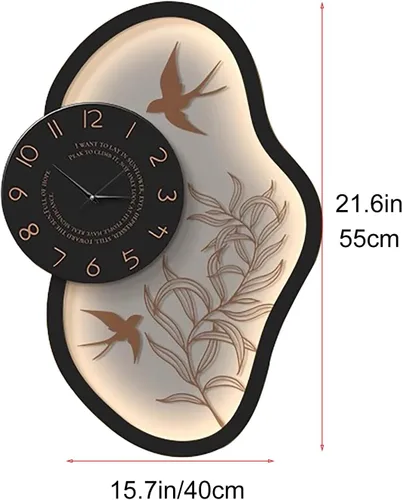 Vista 2 de Silent Modern Wall Clock with Pendulum, Living Room Wall Clock Numerals Battery Operation Wall Clocks for Living Room Bedroom(Black)