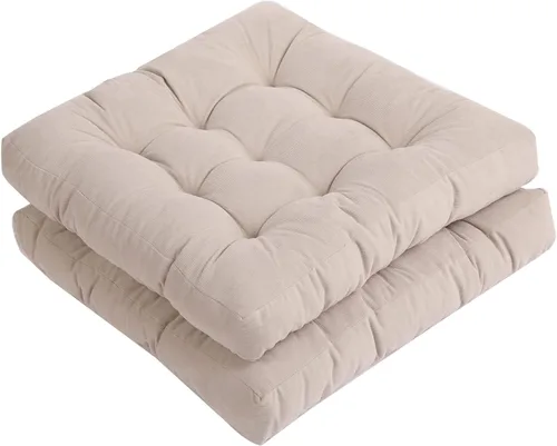 Vista 15 de Tiita Juego de 2 cojines redondos para sillas de oficina, 22 x 22 pulgadas, para exteriores, para adultos, sentados, patio, jardín, beige