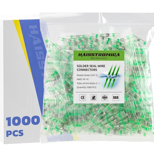 Vista 26 de haisstronica 50 conectores de alambre con sello de soldadura, impermeables, termorretráctiles, terminales para embarcaciones, electricidad