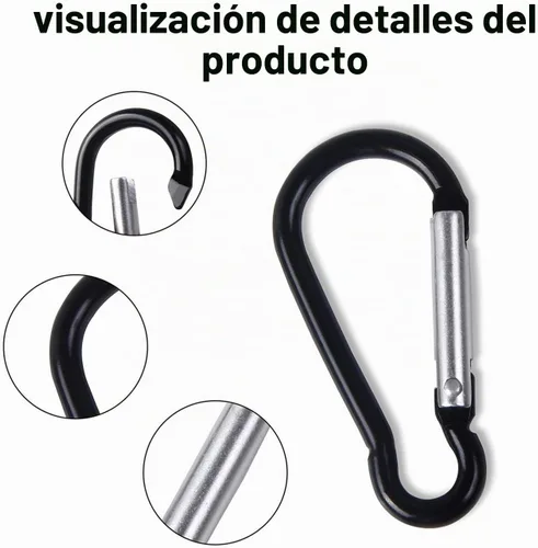 Vista 3 de UPINS Llavero de aluminio mosquetón clip de resorte D forma gancho duradero accesorios deportivos