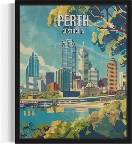 Vista 8 de Póster de paisaje de Adelaide Australia, arte de pared retro vintage, pintura de paisaje de la naturaleza, galería 23