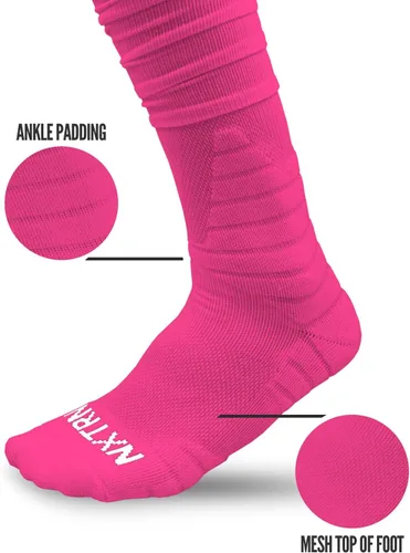 Vista 3 de Nxtrnd XTD - Calcetines de fútbol americano fruncidos, calcetines deportivos acolchados extralargos para hombres y niños