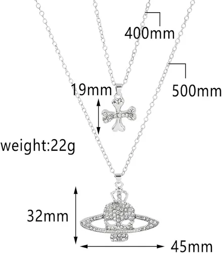 Vista 6 de 3D Saturn Pendant Necklace for Women - Anime NANA Cool Girl Punk Saturn Planet Necklace Gothic Jewelry Christmas Gifts