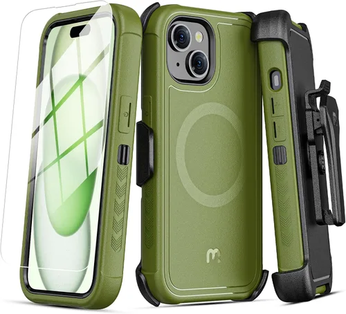 Vista 9 de MYBAT PRO Maverick Series - Funda para iPhone 15, protección militar resistente contra caídas, compatible con MagSafe (38 imanes), protector de Negro