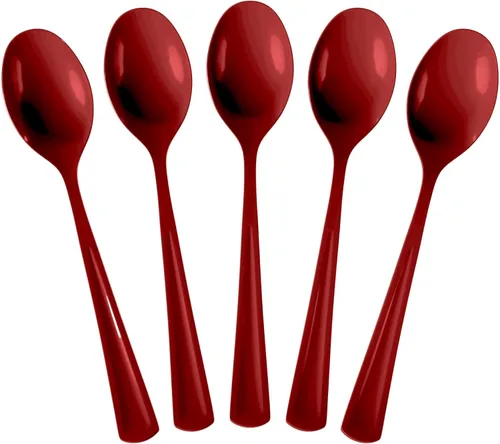 Vista 10 de Exquisite Cucharas de plástico negras, 50 piezas, cucharas negras, utensilios desechables, juego de cubiertos de plástico resistente