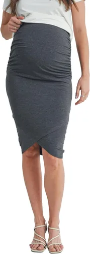Vista 5 de Falda de maternidad elástica de cintura alta con tulipán fruncido para mujer Negro
