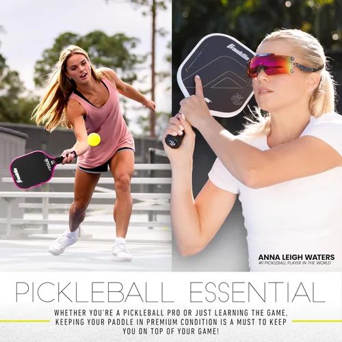 Vista 5 de Franklin Sports Limpiador de borrador de pickleball – Borrador de paleta de fibra de carbono Paddle Magic – Limpia las raquetas faciales de fibra
