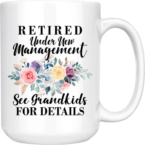 Vista 5 de Taza de jubilación para mujer, taza de feliz jubilación para compañera de trabajo, taza divertida para abuela jubilada de nietos 11 onzas