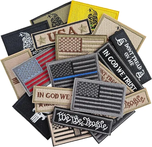 Vista 7 de AXEN American Flag Patches Pack, Tactical Morale US Flag Patch Pack Loop and Hook Fasten for Backpack Hat Cap Uniform Vest, Pack of 20