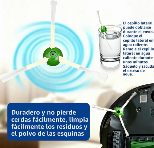 Vista 5 de Piezas de repuesto para Roomba iRobot i7 i7+ i3 i3+ i4 i4+ i5 i5+ i6 i6+ i8 i8+ E5 E6 E7 I,E y Plus versión, 1 juego de cepillo de goma, 4 cepillos