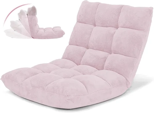 Vista 13 de GOFLAME Sofá de suelo plegable de 14 posiciones, sofá ajustable para juegos, silla acolchada, cama plegable para dormir para sala de estar, Negro
