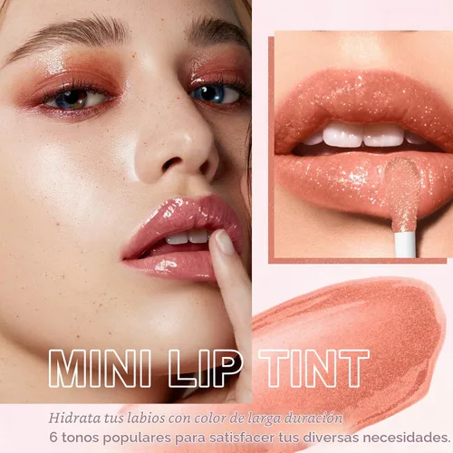 Vista 3 de 6 piezas de set de aceite de brillo de labios, aceite de brillo de labios hidratante mini, set de lipoil de brillo de labios para mujeres, niñas