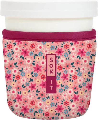 Vista 96 de Sok It IceCreamSok - Funda de neopreno aislada (flores abstractas, pintas de helado cónicas)