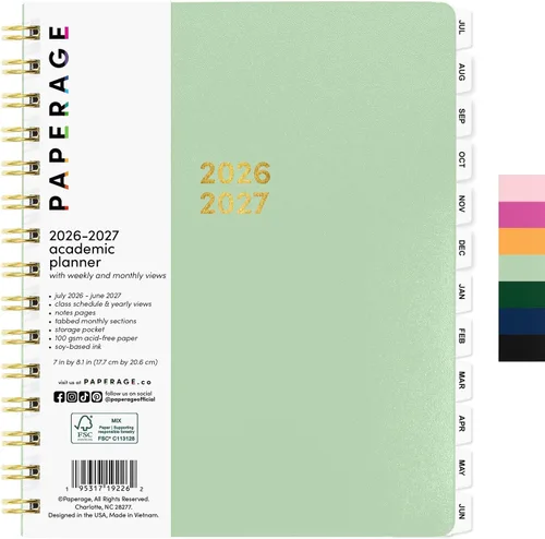 Vista 13 de PAPERAGE Agenda académica, agenda semanal y mensual y calendario, 12 meses, julio de 2026 a junio de 2027, (9.5 x 11 pulgadas), agenda de Negro