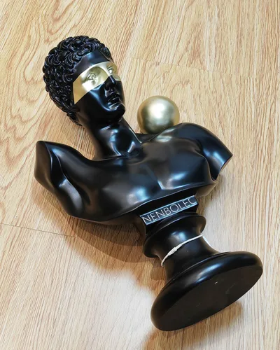 Vista 2 de Estatua griega de busto abstracta, escultura moderna, regalo para el hogar, centro de mesa para estantería, escritorio, oficina, negro, 13.8 pulgadas