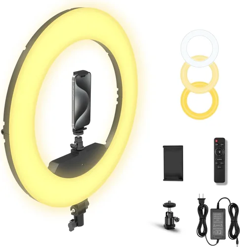 Vista 12 de Kit de Luz de Anillo Grande con Soporte de 79", [Nueva Versión] 55W 6700K Regulable, Trípode de Luz de Anillo LED Grande de 18", Soporte Doble