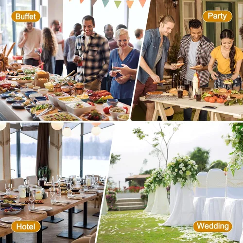 Vista 8 de Nova Microdermabrasion Juego de 6 platos de bufé de acero inoxidable de 5 cuartos de galón, calentadores de alimentos para catering, fiestas