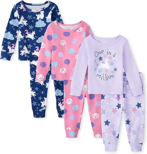 Vista 8 de The Children's Place Conjunto de pijama de 2 piezas con camiseta de manga larga y pantalones para bebés y niñas pequeñas Paquete de 2 Koala/Unicornio